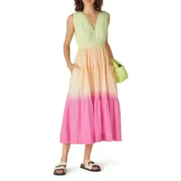 S/W/F Sunset Tiered Ombre 100% Cotton Maxi Dress Size Small Revolve - Picture 11 of 11